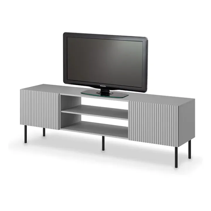 Mobile porta TV 180x57h cm soggiorno grigio chiaro nero Cadice