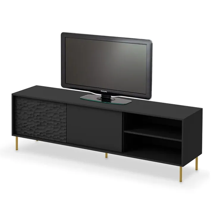 Mobile porta TV 180x58h cm soggiorno nero oro Osaka