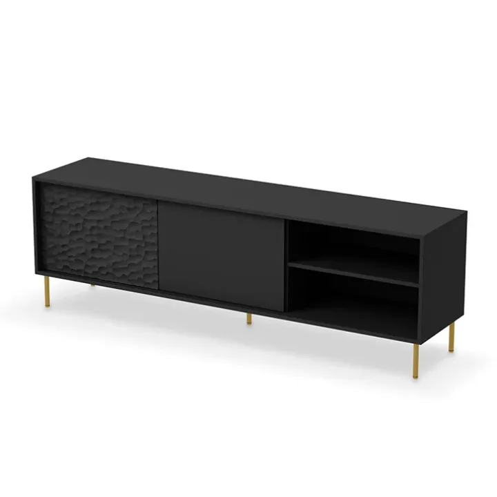 Mobile porta TV 180x58h cm soggiorno nero oro Osaka