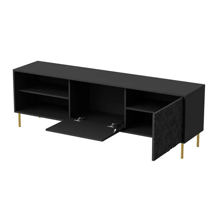Mobile porta TV 180x58h cm soggiorno nero oro Osaka