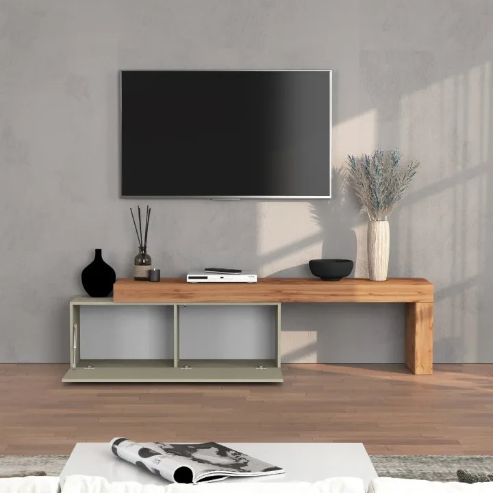 Mobile porta tv 220x51h cm tortora rovere Block