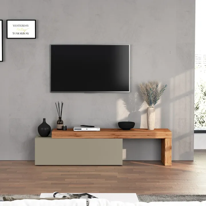 Mobile porta tv 220x51h cm tortora rovere Block