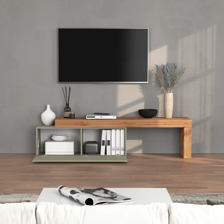 Mobile porta tv 220x51h cm tortora rovere Block