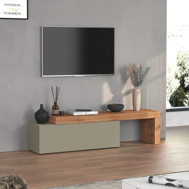 Mobile porta tv 220x51h cm tortora rovere Block