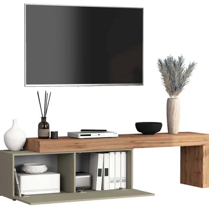 Mobile porta tv 220x51h cm tortora rovere Block