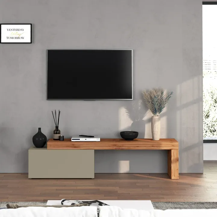 Mobile porta tv 210x51h cm tortora rovere Block