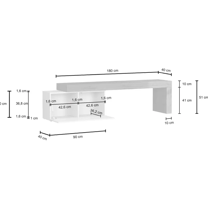 Mobile porta tv 210x51h cm tortora rovere Block