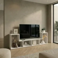 Mobile porta TV 183x54h cm 4 vani a vista moderno multifunzione bianco Camaleo