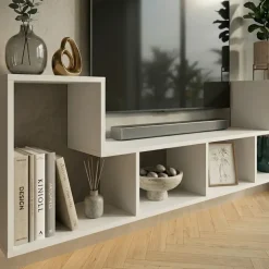Mobile porta TV 183x54h cm 4 vani a vista moderno multifunzione bianco Camaleo
