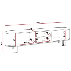 Mobile porta tv 184x45h cm 2 vani rovere effetto marmo nero Roundi