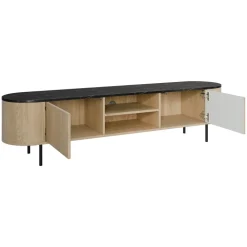 Mobile porta tv 184x45h cm 2 vani rovere effetto marmo nero Roundi