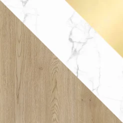 Mobile porta tv 184x45h cm 2 vani rovere effetto marmo bianco Roundi