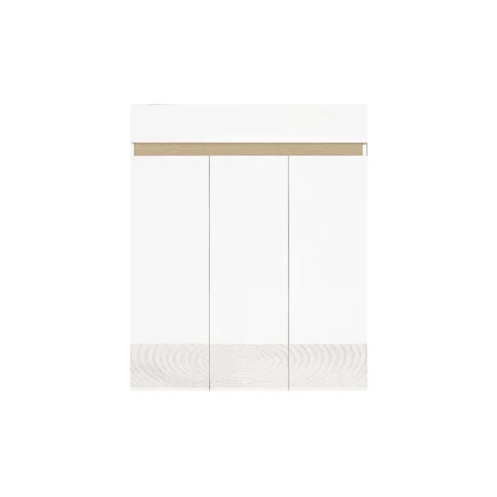 Mobile scarpiera multiuso ingresso 94x114h cm 3 ante 1 cassetto bianco lucido top rovere Noren