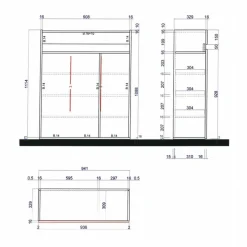 Mobile scarpiera multiuso ingresso 94x114h cm 3 ante 1 cassetto bianco lucido top rovere Noren