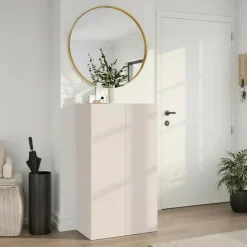Mobile scarpiera multiuso ingresso 63x114h cm 2 ante beige cashmere top rovere scuro Mercor