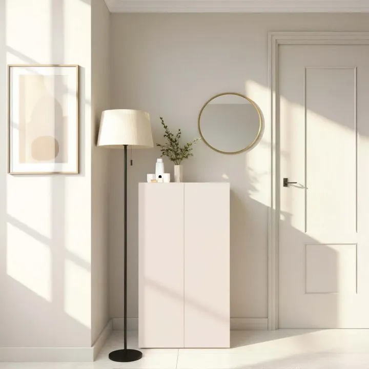 Mobile scarpiera multiuso ingresso 63x114h cm 2 ante beige cashmere top rovere scuro Mercor