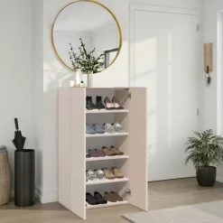 Mobile scarpiera multiuso ingresso 63x114h cm 2 ante beige cashmere top rovere scuro Mercor