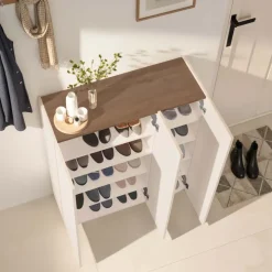 Mobile scarpiera multiuso ingresso 94x114h cm 3 ante beige cashmere top rovere scuro Mercor