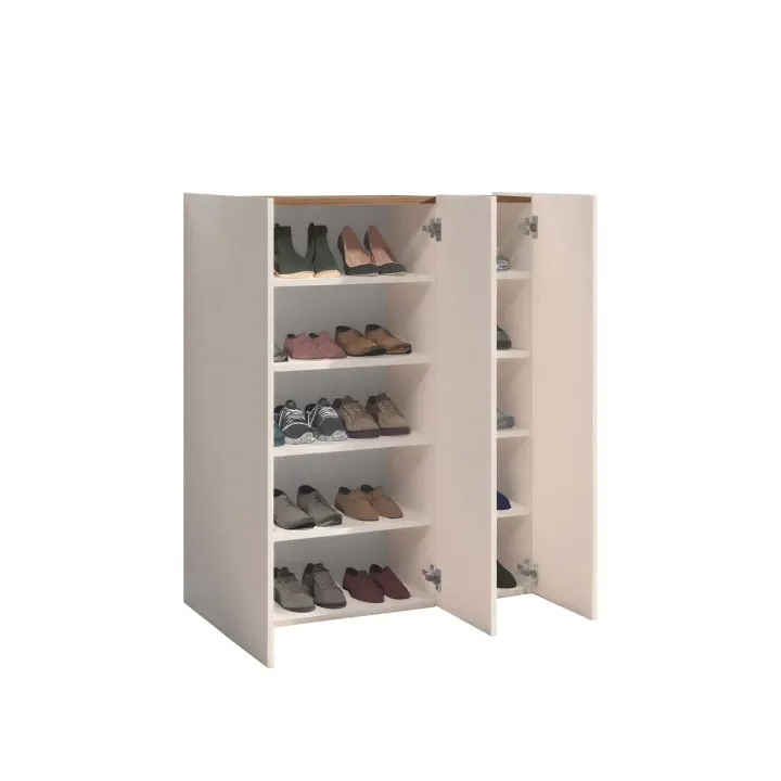 Mobile scarpiera multiuso ingresso 94x114h cm 3 ante beige cashmere top rovere scuro Mercor