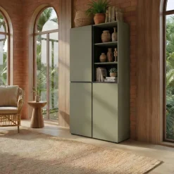 Mobile scarpiera 80x184h cm 3 ante 3 vani a giorno verde Lolla