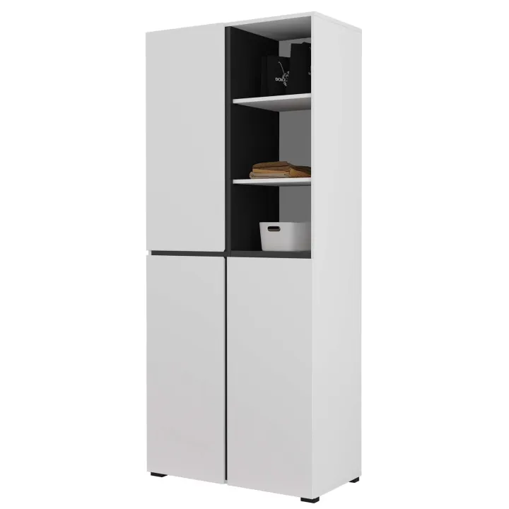Mobile scarpiera 80x184h cm 3 ante 3 vani a giorno bianco Lolla