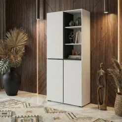 Mobile scarpiera 80x184h cm 3 ante 3 vani a giorno bianco Lolla