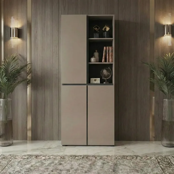 Mobile scarpiera 80x184h cm 3 ante 3 vani a giorno tortora Lolla