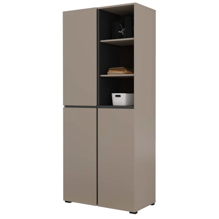 Mobile scarpiera 80x184h cm 3 ante 3 vani a giorno tortora Lolla