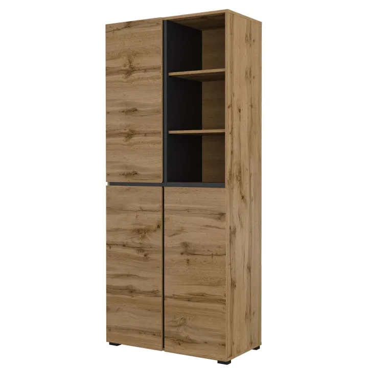Mobile scarpiera 80x184h cm 3 ante 3 vani a giorno rovere Lolla