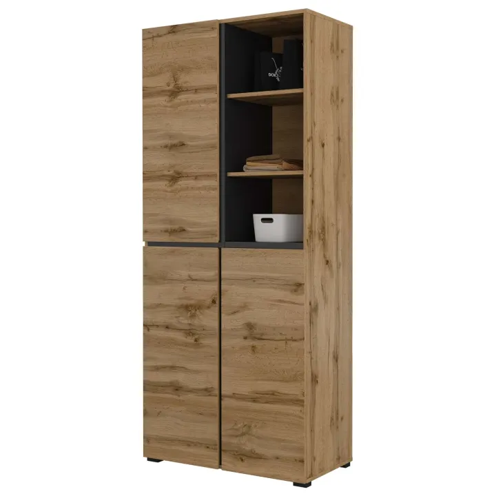 Mobile scarpiera 80x184h cm 3 ante 3 vani a giorno rovere Lolla