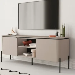 Mobile TV moderno 163x65h cm 2 ante 2 ripiani tortora Carty