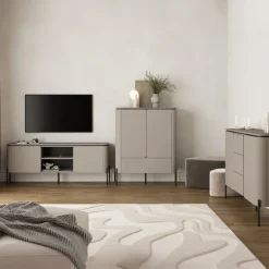 Mobile TV moderno 163x65h cm 2 ante 2 ripiani tortora Carty