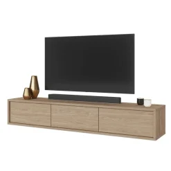 Mobile TV soggiorno sospeso 180x32h cm 3 ante a ribalta rovere Glem