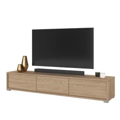 Mobile TV soggiorno sospeso 180x32h cm 3 ante a ribalta rovere Glem