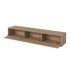 Mobile TV soggiorno sospeso 180x32h cm 3 ante a ribalta rovere Glem