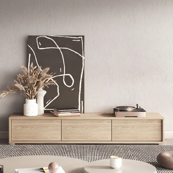 Mobile TV soggiorno sospeso 180x32h cm 3 ante a ribalta rovere Glem