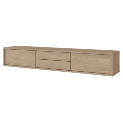 Mobile TV soggiorno sospeso 180x32h cm 2 ante a ribalta 2 cassetti rovere Glem