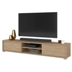 Mobile TV soggiorno sospeso 180x32h cm 2 ante a ribalta 2 vani rovere Glem