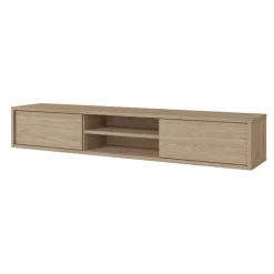 Mobile TV soggiorno sospeso 180x32h cm 2 ante a ribalta 2 vani rovere Glem