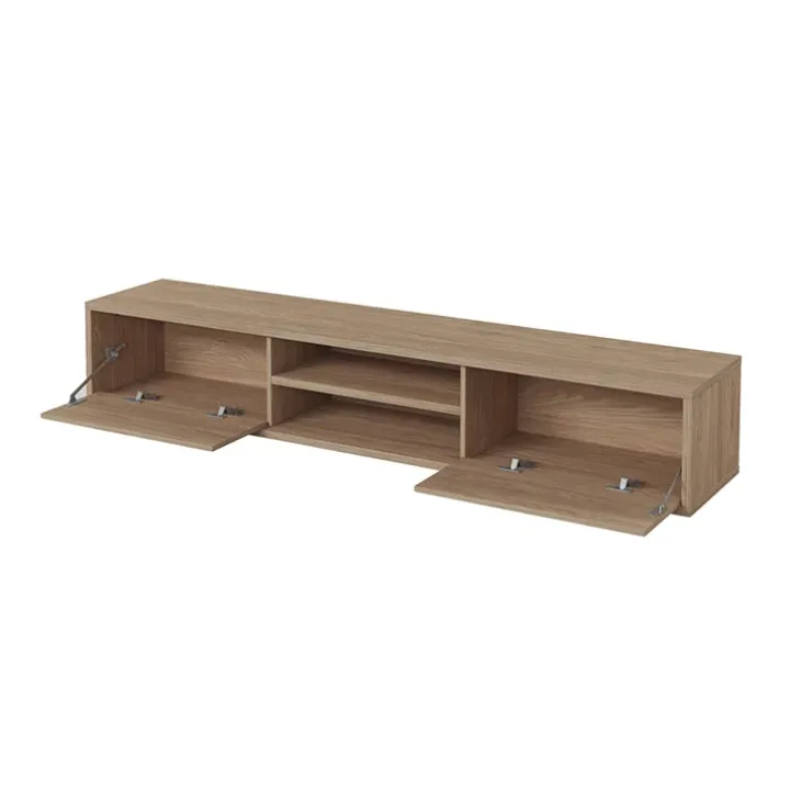 Mobile TV soggiorno sospeso 180x32h cm 2 ante a ribalta 2 vani rovere Glem