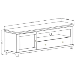 Mobile TV 181x61h cm 1 anta 1 cassetto bianco frassinato rovere Texel