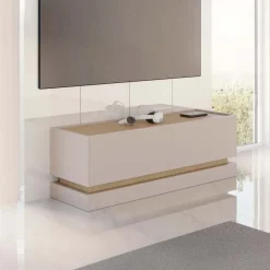 Mobile TV 150x47h cm 2 ante a ribalta beige rovere Rhea
