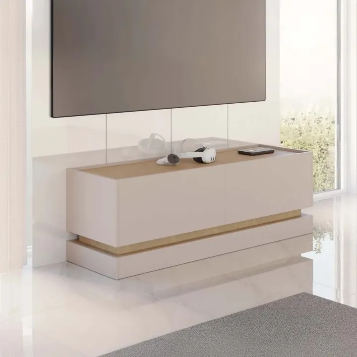 Mobile TV 150x47h cm 2 ante a ribalta beige rovere Rhea