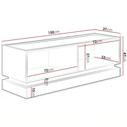 Mobile TV 150x47h cm 2 ante a ribalta nero rovere Rhea