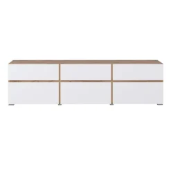 Mobile tv 180x49h cm 3 ante 3 cassetti bianco rovere Lolla
