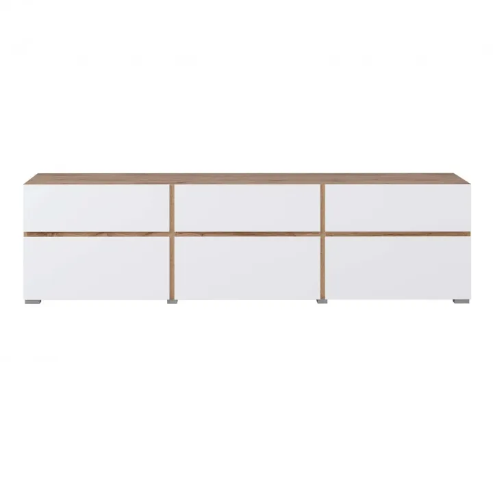 Mobile tv 180x49h cm 3 ante 3 cassetti bianco rovere Lolla