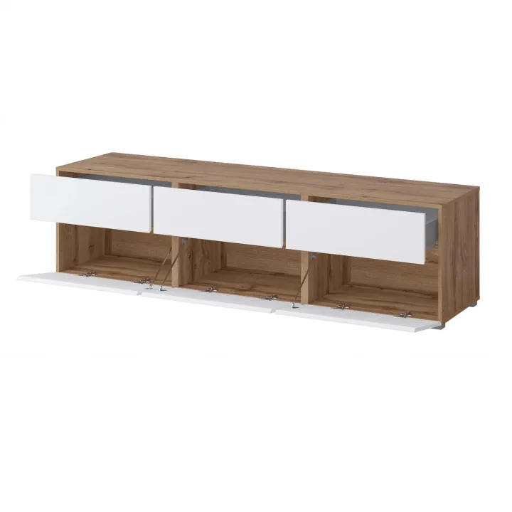 Mobile tv 180x49h cm 3 ante 3 cassetti bianco rovere Lolla