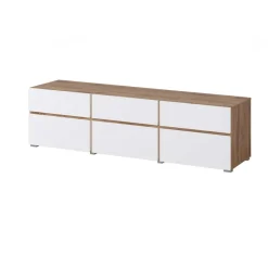 Mobile tv 180x49h cm 3 ante 3 cassetti bianco rovere Lolla