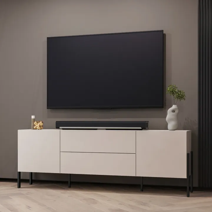 Mobile TV 200x70h cm 2 ante 2 cassetti moderno beige cashmere Simple