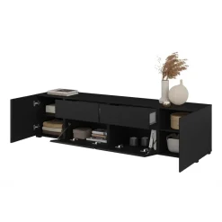 Mobile tv 195x48h cm 2 ante 2 cassetti 2 ribaltine nero Edge